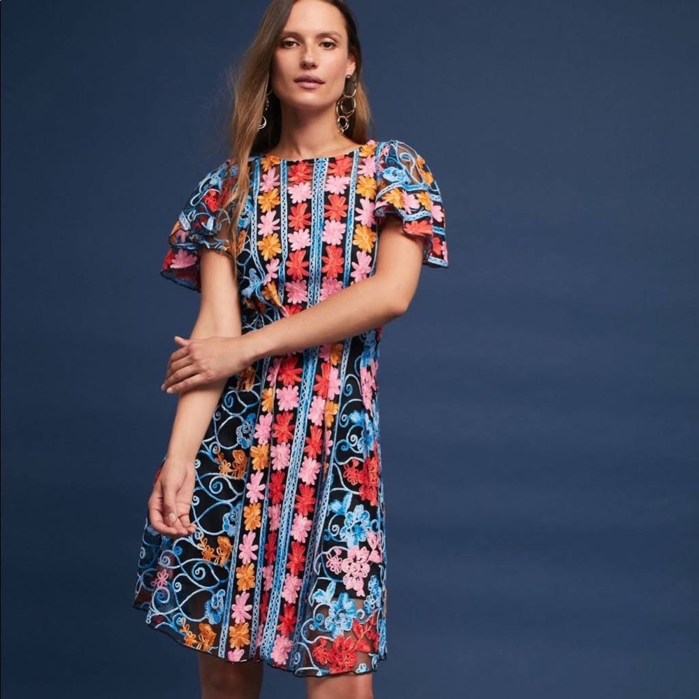 Anthropologie Eva Franco Embroidered Farrah Dress